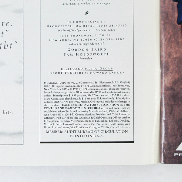 Musician Magazine August 1993 Steve Vai Bono Jimmy Page John Scofield