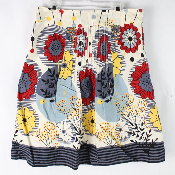 DownEast Basics Primary Colors Floral Knee-Length Skirt Women's Size XS Flaw