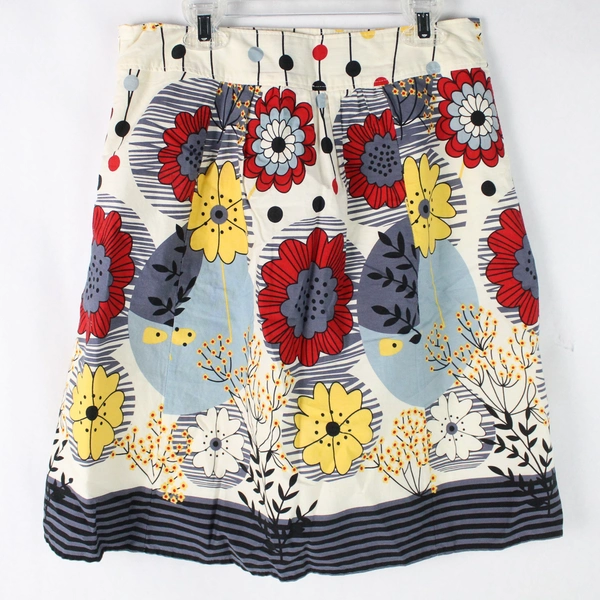 DownEast Basics Primary Colors Floral Knee-Length Skirt Women's Size XS Flaw