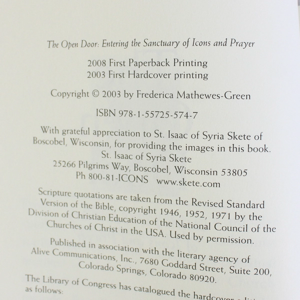 The Open Door by Frederica Mathewes-Green Sanctuary of Icons & Prayer 2008 PB