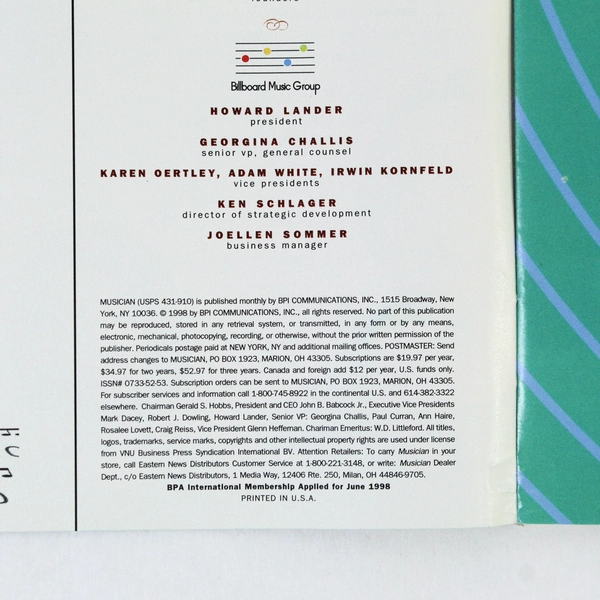 Musician Magazine October 1998 No239 Garbage Jimmy Webb Musicians Union