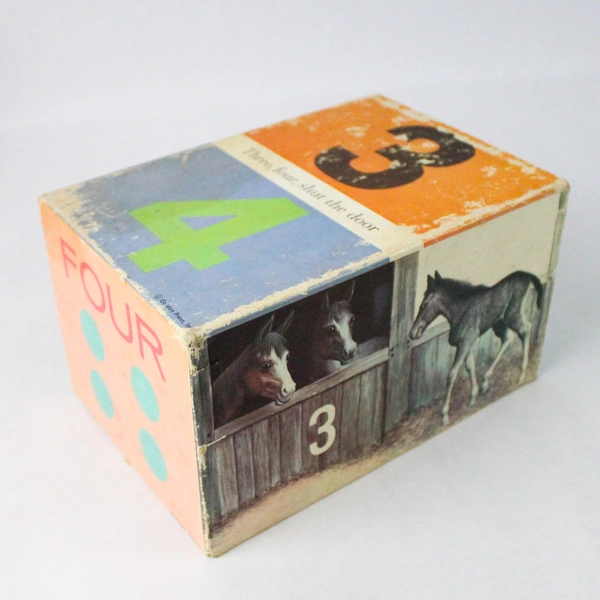4 Piece Vintage Golden Press Stacking Cardboard Blocks One Two Rhyme
