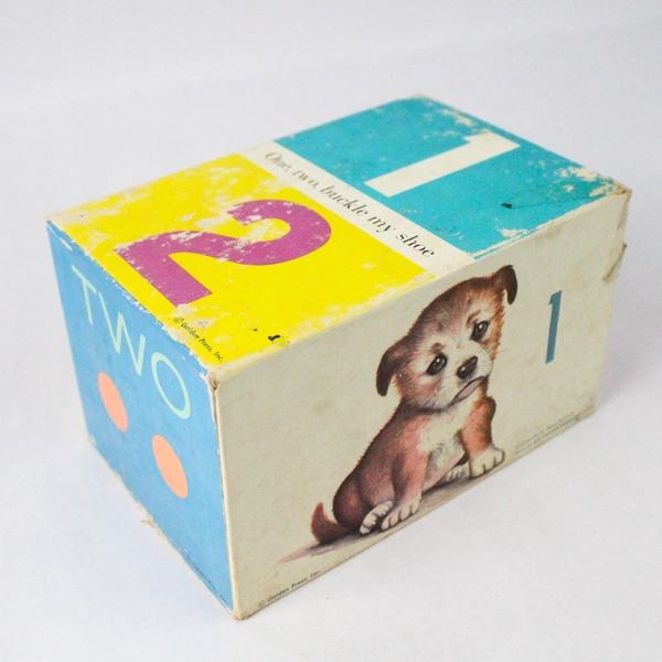 4 Piece Vintage Golden Press Stacking Cardboard Blocks One Two Rhyme