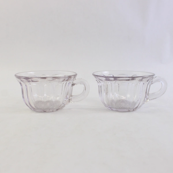 Lot Of 2 Anchor Hocking Colonial Punch Set Punch Cup Clear Glass 2" Tall