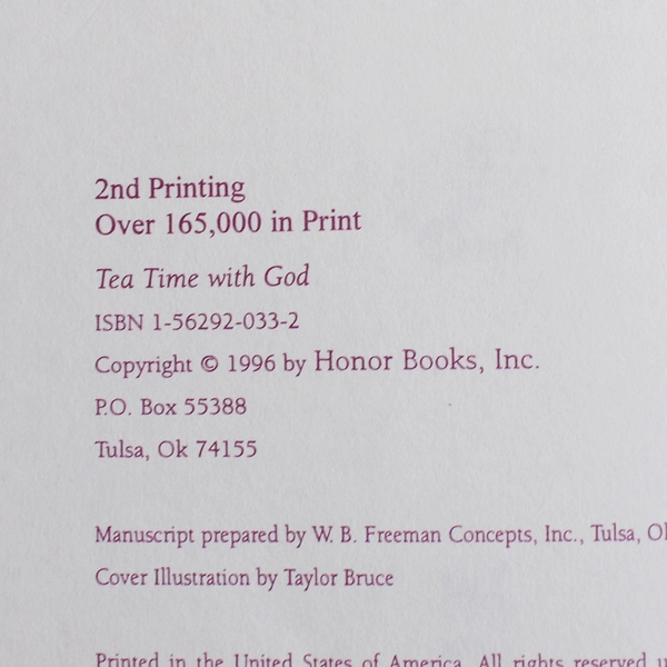 Tea Time With God A Quiet Moments With God Series 1996 Hardcover Dust Jacket