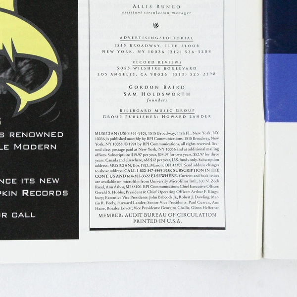 Musician Magazine No183 January 1994 Flea Red Hot Chili Peppers Lou Reed