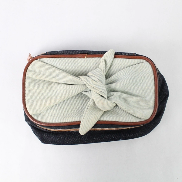 Set of 2 Unbranded Blue Denim Makeup Pouches Cosmetic Bags Flawed