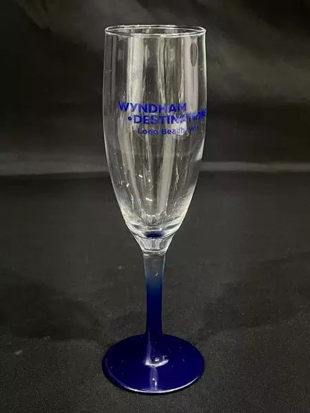 Wyndham Destinations Crystal Blue Stem Champagne Flute 7.75" Long Beach WA