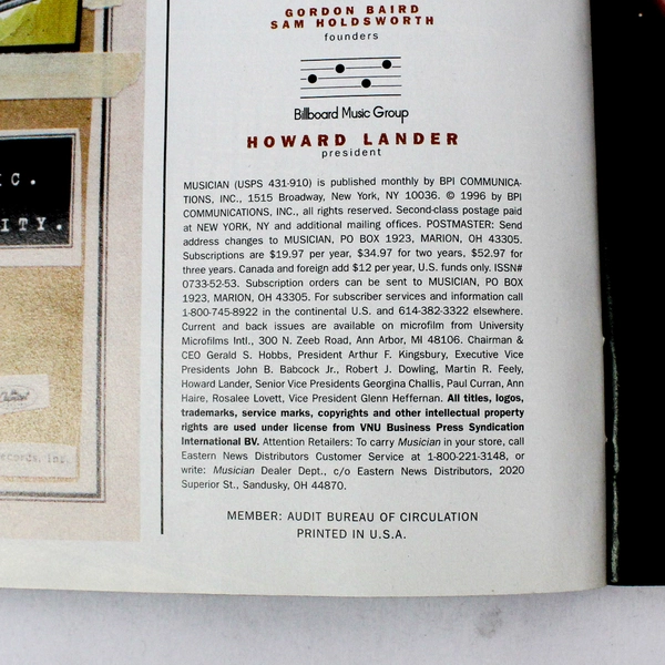 Musician Magazine June 1996 Hootie Fights Back Rage Against The Machine