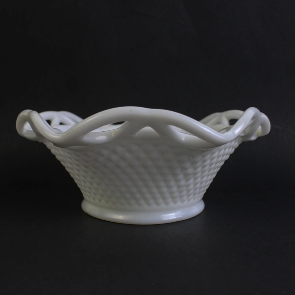 Vtg Imperial Milk Glass Open Lace Edge Hextagon Candy Bowl Tray 7.75" Diameter