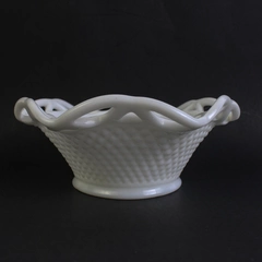 Vtg Imperial Milk Glass Open Lace Edge Hextagon Candy Bowl Tray 7.75" Diameter