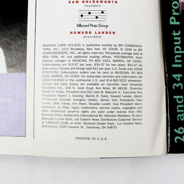 Musician Magazine Talks Music No. 221 April 1997 Prince David Bowie