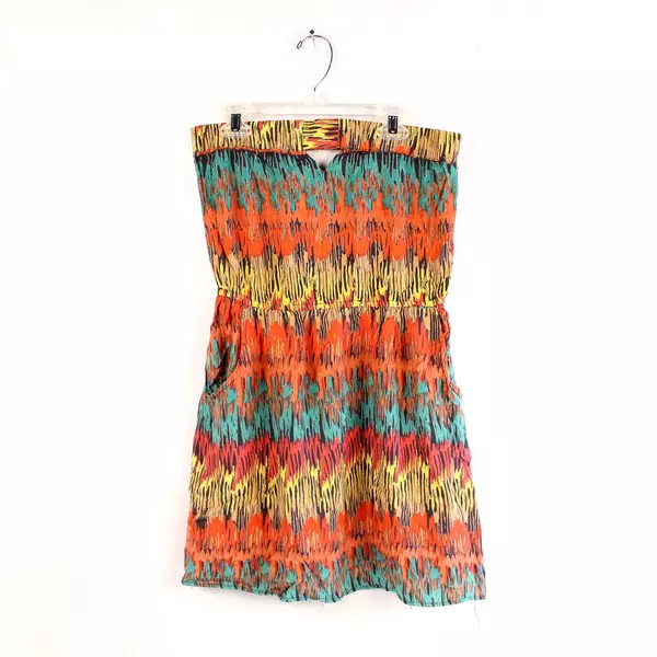 Vintage Angie Strapless Mini Dress Size M Cinched Waist & Pockets