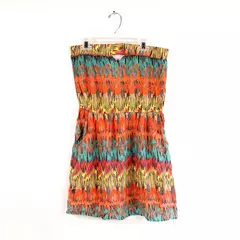 Vintage Angie Strapless Mini Dress Size M Cinched Waist & Pockets