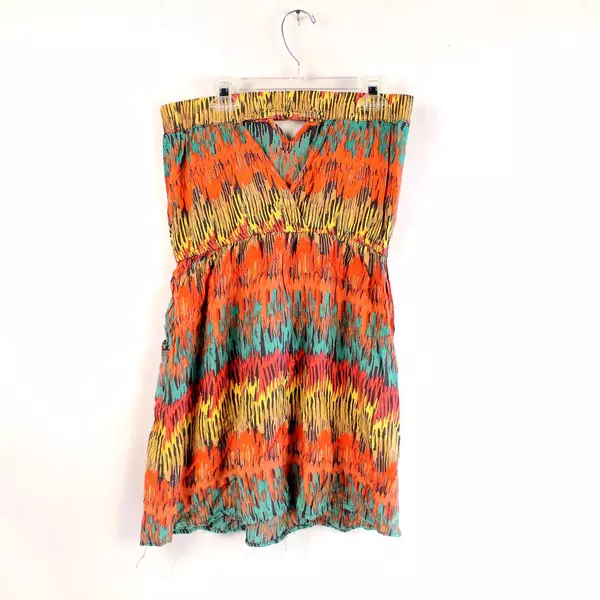 Vintage Angie Strapless Mini Dress Size M Cinched Waist & Pockets