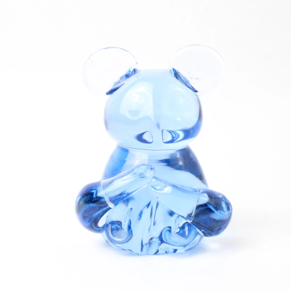 Clear Blue Glass Koala Bear Mouse Sitting Figurine Art Glass Paperweight