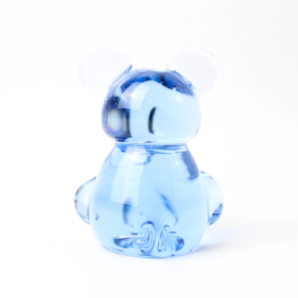 Clear Blue Glass Koala Bear Mouse Sitting Figurine Art Glass Paperweight