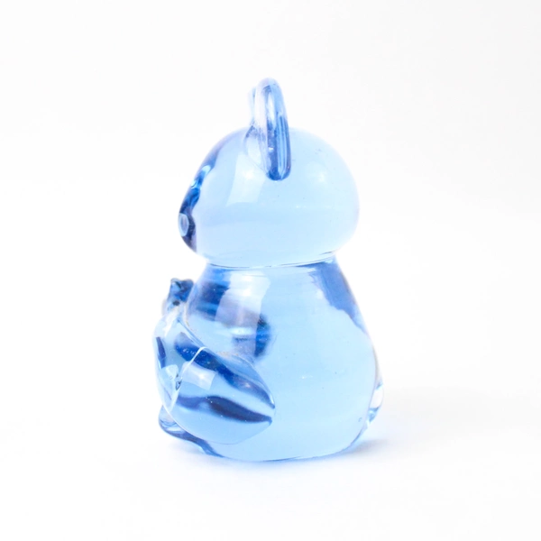Clear Blue Glass Koala Bear Mouse Sitting Figurine Art Glass Paperweight