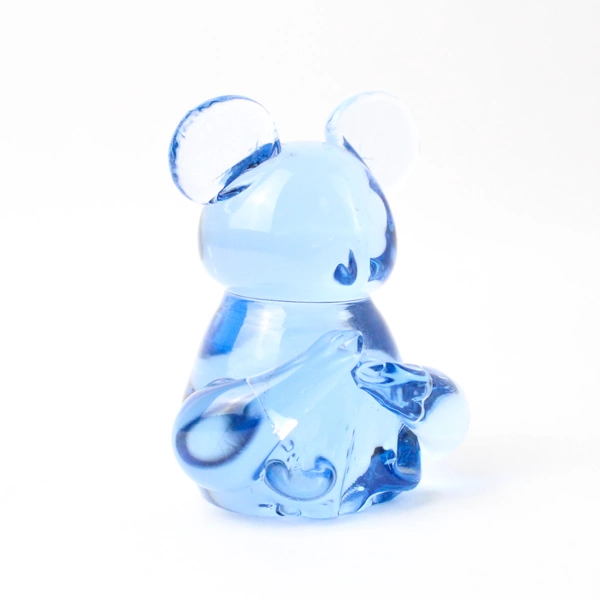 Clear Blue Glass Koala Bear Mouse Sitting Figurine Art Glass Paperweight