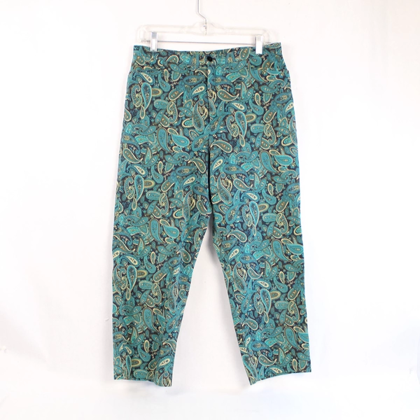 Vintage Versailles Pants Size 14 Turquoise Paisley Print Women's Trousers