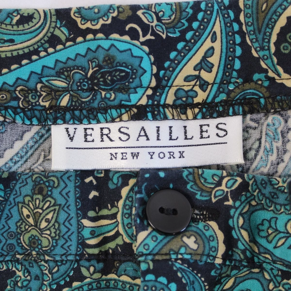 Vintage Versailles Pants Size 14 Turquoise Paisley Print Women's Trousers