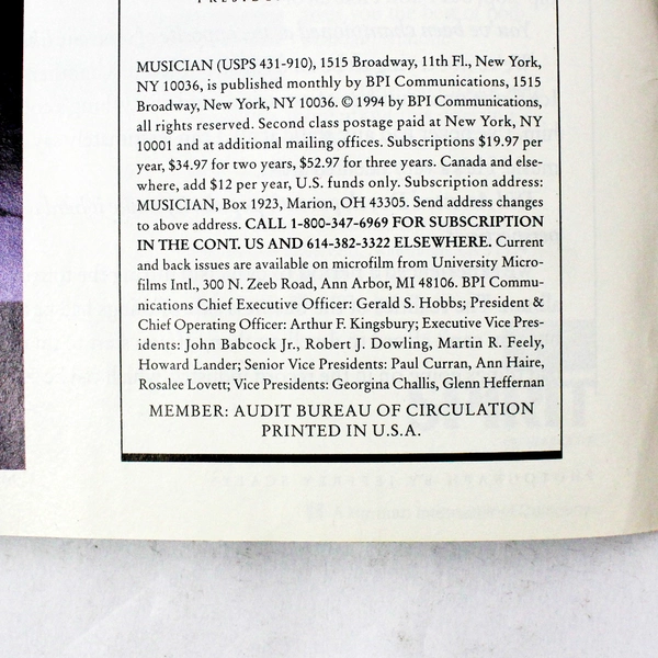 Musician Magazine June 1994 James Perry Farrell Arrested Development