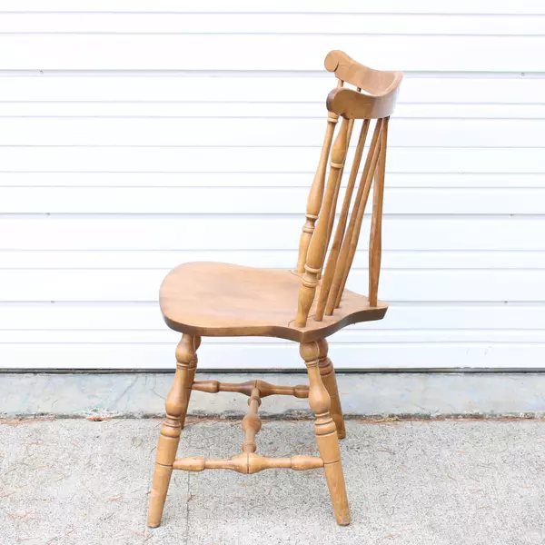 Lot of 2 Vintage S Bent & Bros Solid Maple Colonial Windsor Dining Chairs
