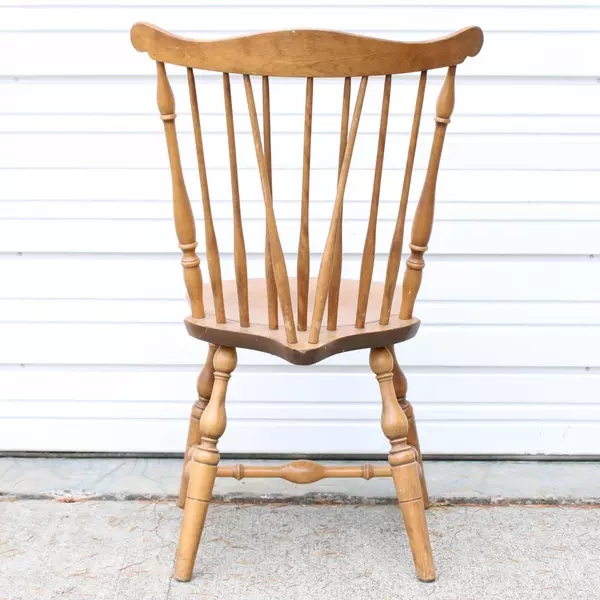 Lot of 2 Vintage S Bent & Bros Solid Maple Colonial Windsor Dining Chairs