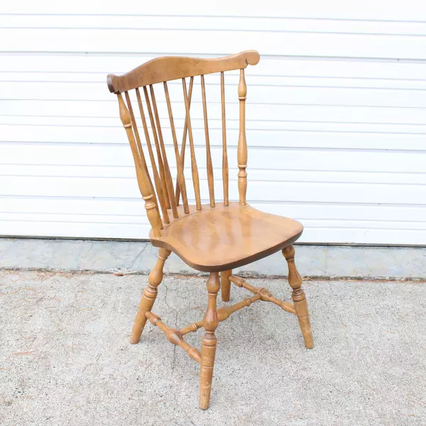Lot of 2 Vintage S Bent & Bros Solid Maple Colonial Windsor Dining Chairs