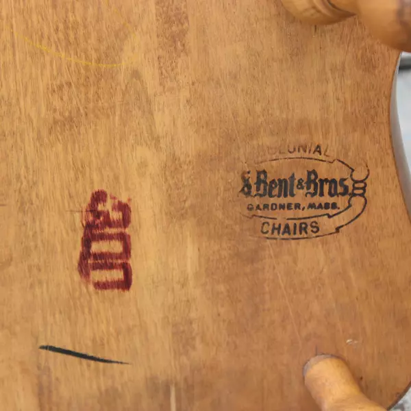 Lot of 2 Vintage S Bent & Bros Solid Maple Colonial Windsor Dining Chairs