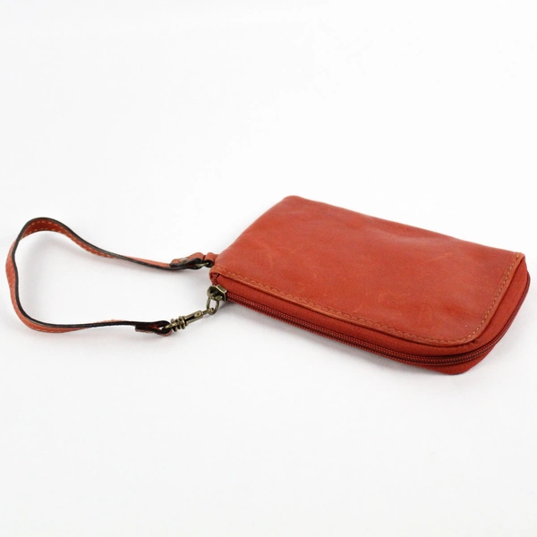 Fossil Brown Zippered Leather Organizer Clutch Wallet 4.5" x 6.5"