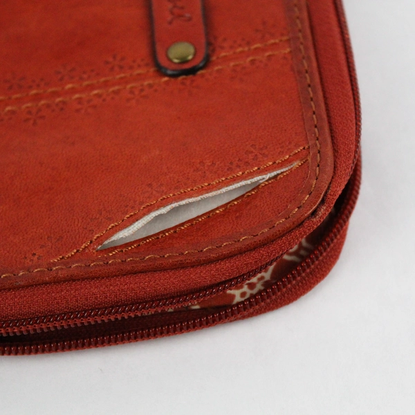 Fossil Brown Zippered Leather Organizer Clutch Wallet 4.5" x 6.5"