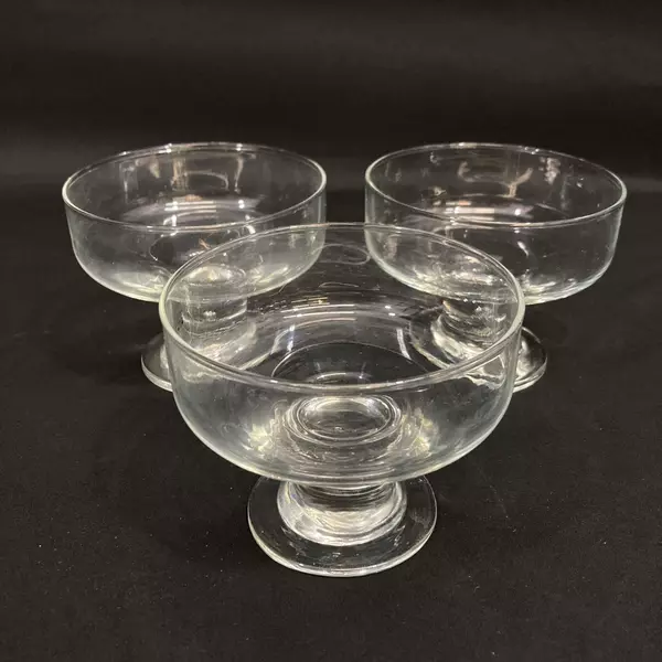 Set of 3 MCM Clear Crystal Short Stem Champagne Sherbet Glasses