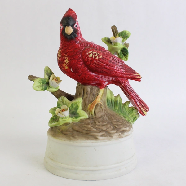 Milano Music Box Porcelain Musical Figurine By Eda Mann Red Cardinal Korea