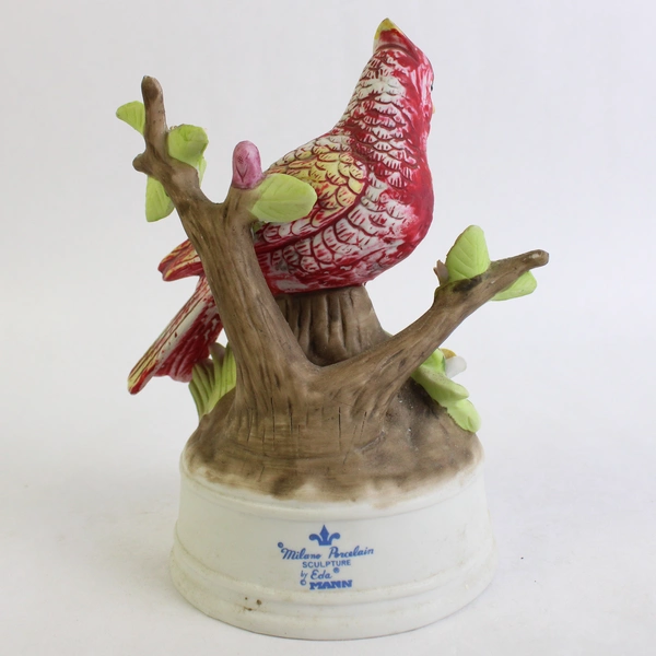 Milano Music Box Porcelain Musical Figurine By Eda Mann Red Cardinal Korea