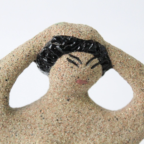 Unique Clay Female Sculpture Signed KRC 5.25"