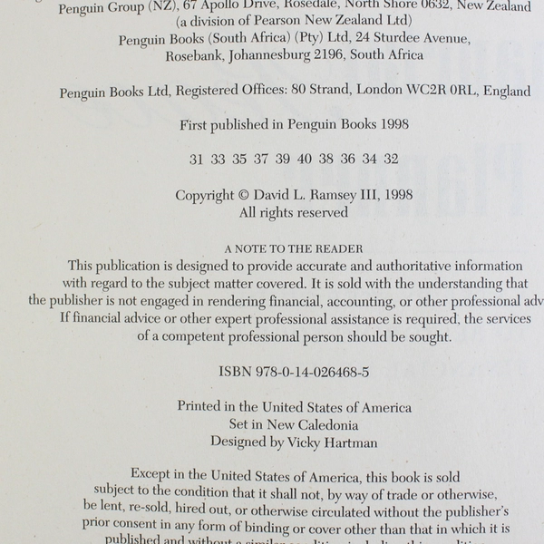 The Financial Peace Planner by Dave Ramsey Step-by-Step Guide 1998 PB