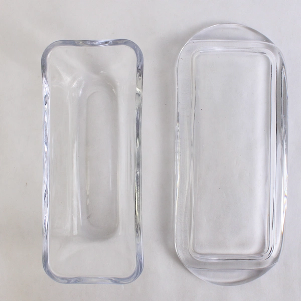 Unbranded Clear Glass Butter Dish With Lid Cover 2.5" Tall Basic