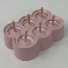 Pink Silicone Mini Round Popsicle Mold with 6 Sticks Ice Pop Maker