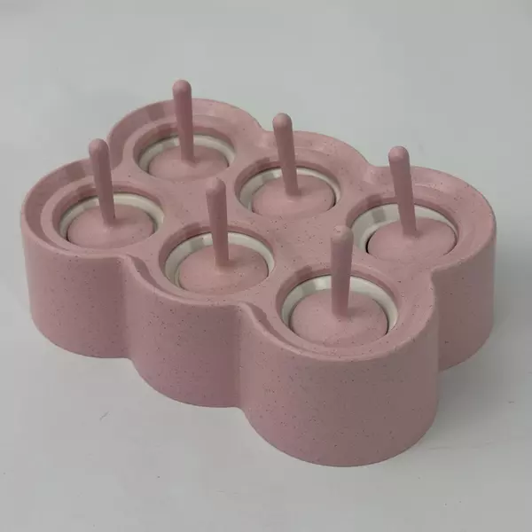 Pink Silicone Mini Round Popsicle Mold with 6 Sticks Ice Pop Maker