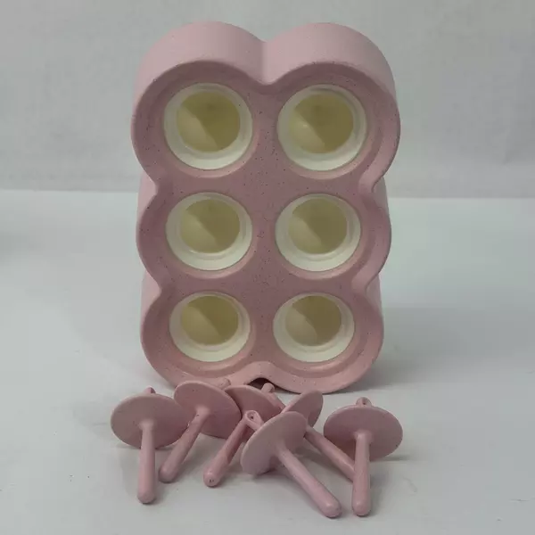 Pink Silicone Mini Round Popsicle Mold with 6 Sticks Ice Pop Maker