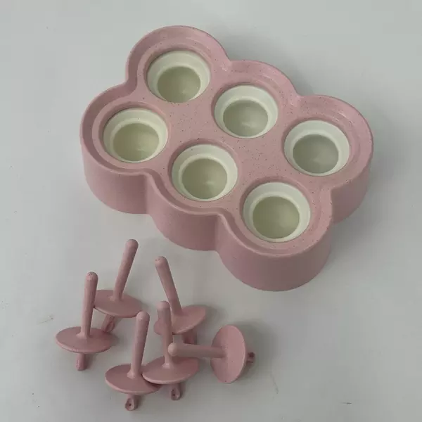 Pink Silicone Mini Round Popsicle Mold with 6 Sticks Ice Pop Maker