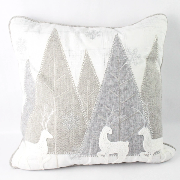 Secret Celebrity Embroidered Glitter Throw Pillow 18x18” Christmas Snow Theme