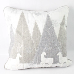 Secret Celebrity Embroidered Glitter Throw Pillow 18x18” Christmas Snow Theme