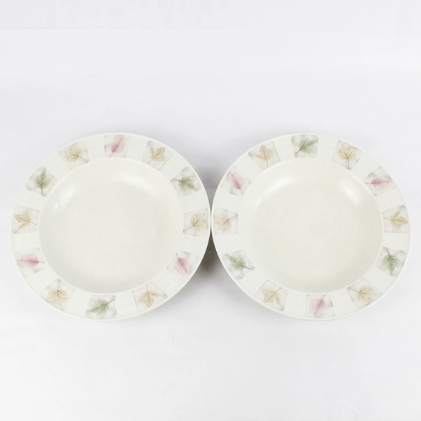 Lot Of 2 Mikasa Woodland Dinner Plate 11.25" Diameter Leaves On Beige