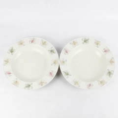 Lot Of 2 Mikasa Woodland Dinner Plate 11.25" Diameter Leaves On Beige