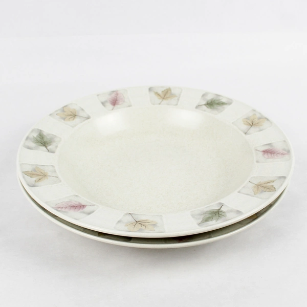 Lot Of 2 Mikasa Woodland Dinner Plate 11.25" Diameter Leaves On Beige