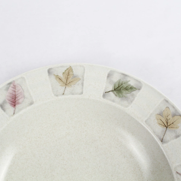 Lot Of 2 Mikasa Woodland Dinner Plate 11.25" Diameter Leaves On Beige