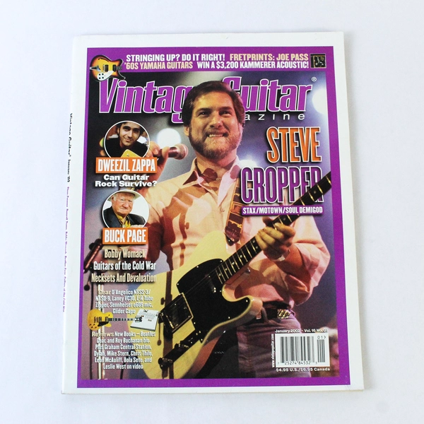 Vintage Guitar Magazine Jan 2002 Steve Cropper & Zappa - Good Condition