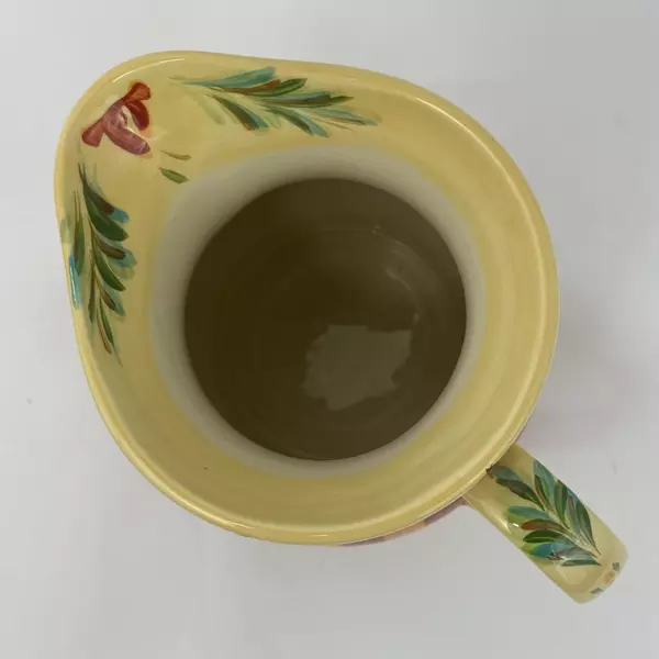 Gail Pittman Siena 64oz Ceramic Pitcher Yellow Leaves Orange And Red Stripes